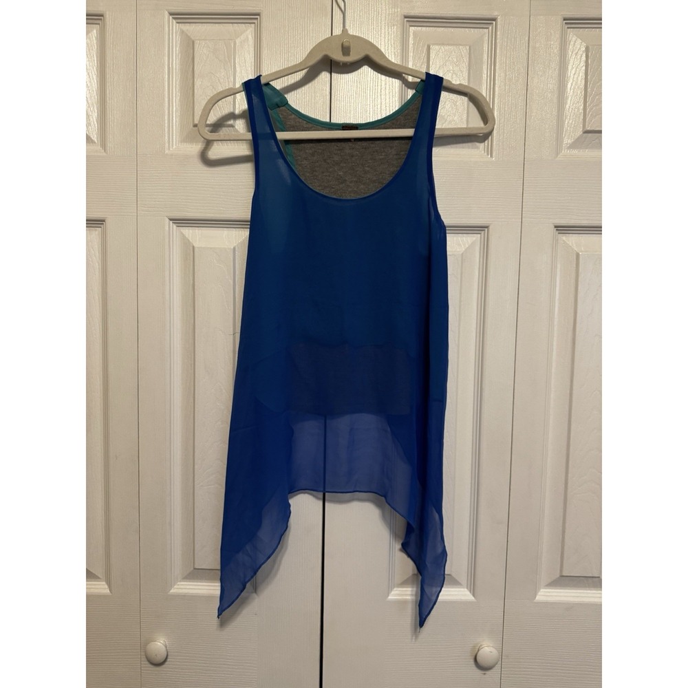 Women Sz S Layer Sheer  Tank Asymmetrical Flowy Fairycore Ethereal Festival